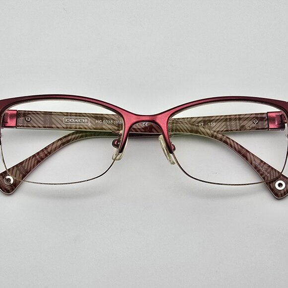 Coach HC5038 Montana 9134 Satin Burgundy Semi-Rimless Eyeglasses Frame w/ Case - Picture 12 of 16